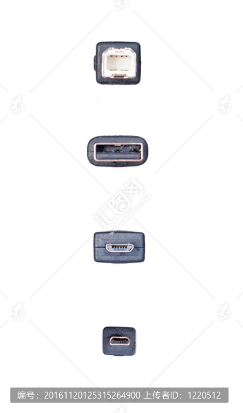 USB；Mini,USB和Micro,USB在白色背景