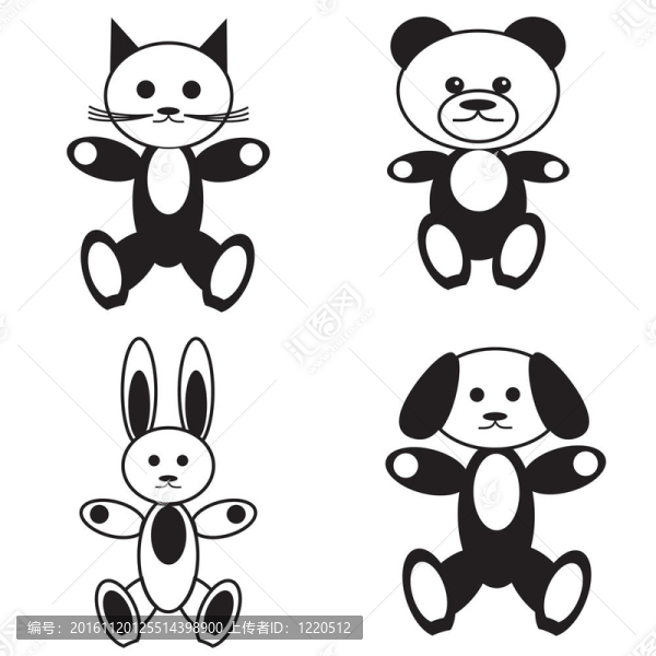 白色背景下的動物玩具