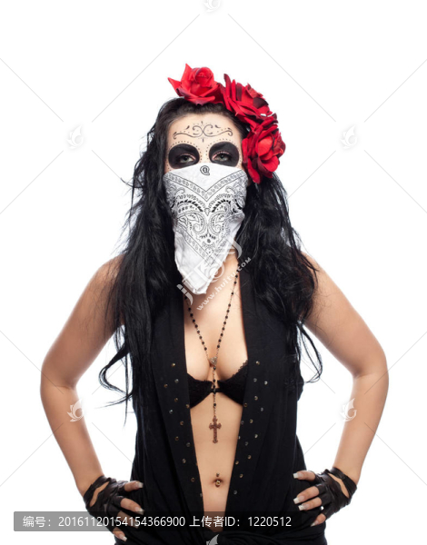 嚴重的女人在死亡面具掩蓋臉