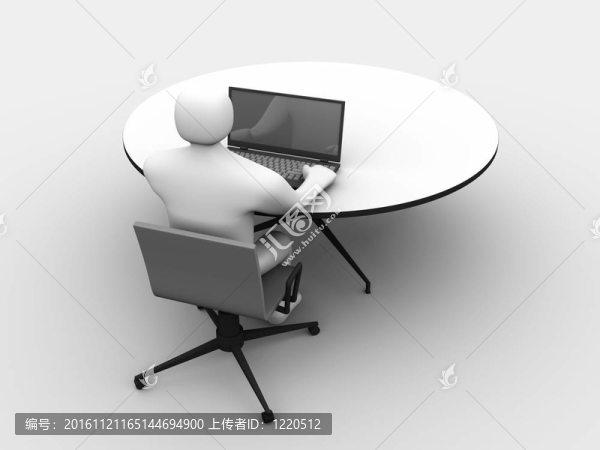 3D男子坐在桌上