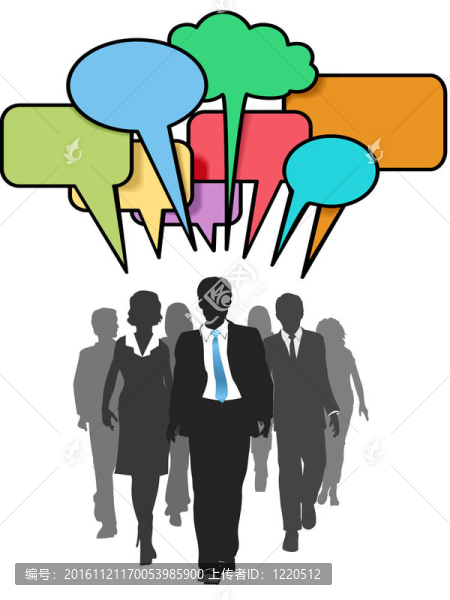 商業(yè)社交人物走路談顏色泡泡