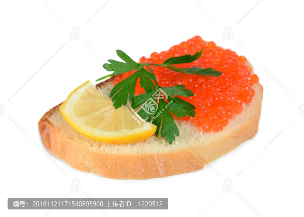 與紅魚子醬三明治