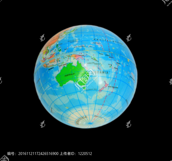 具有黑色背景的地球模型