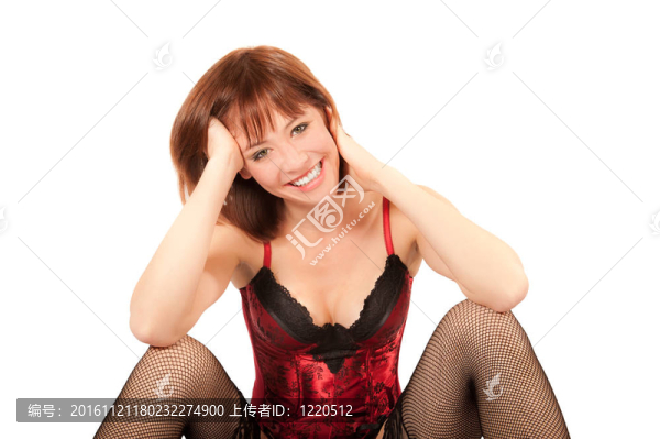 一個美麗的女人在情色內衣肖像