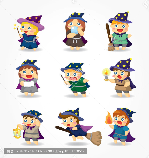 卡通精靈和巫婆圖標(biāo)集