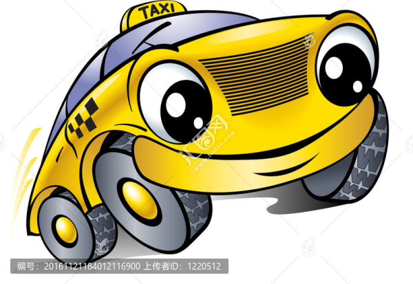 笑著的車。出租車.