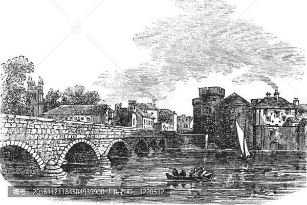 Thomond橋和國王John,s,Castle；Limerick；愛爾蘭古典雕刻