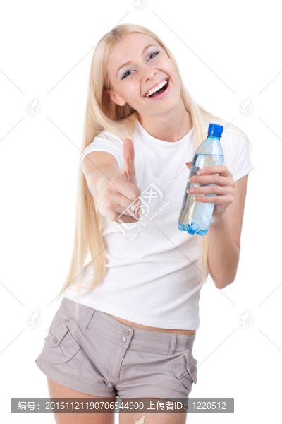 帶水瓶的快樂女人