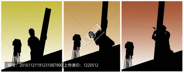 建筑工人穿模板