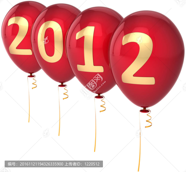 新年的2012個(gè)夏娃的氣球