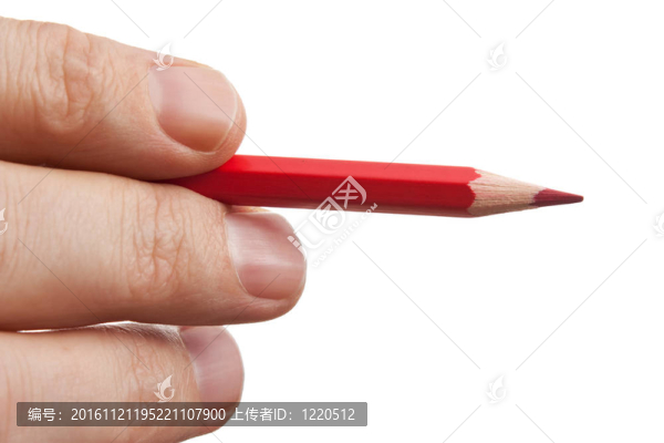 手上的紅鉛筆