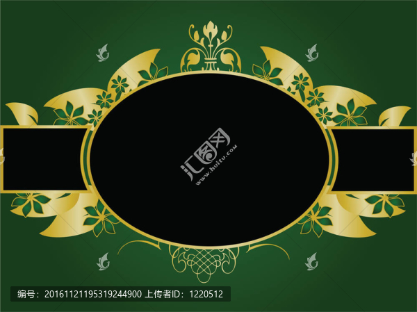 綠色金色花卉插畫