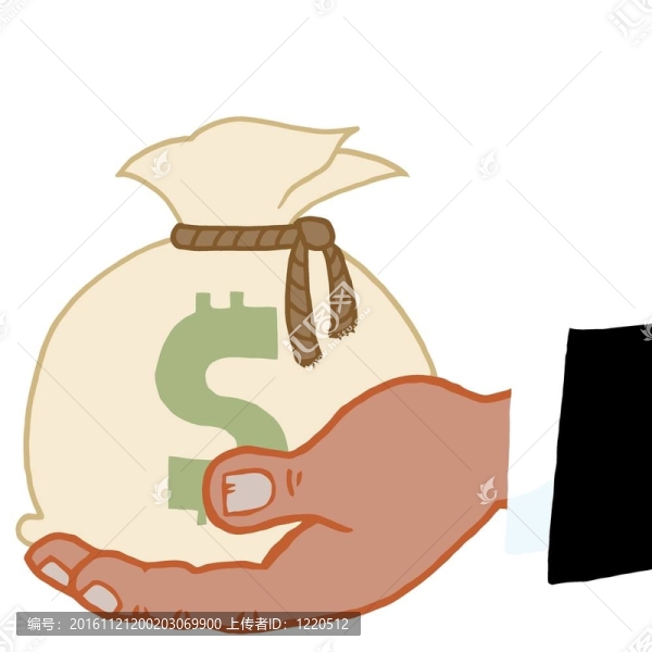 黑色的手拿著一大袋錢