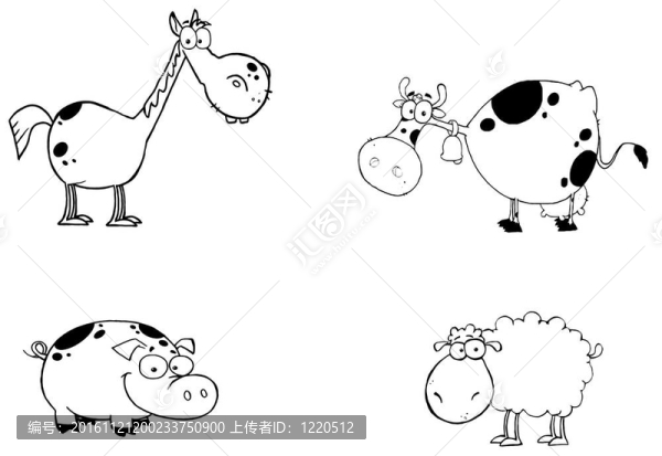 農(nóng)場(chǎng)動(dòng)物卡通人物集