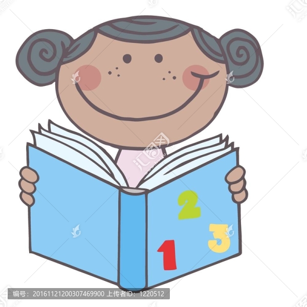 小女孩讀一本書