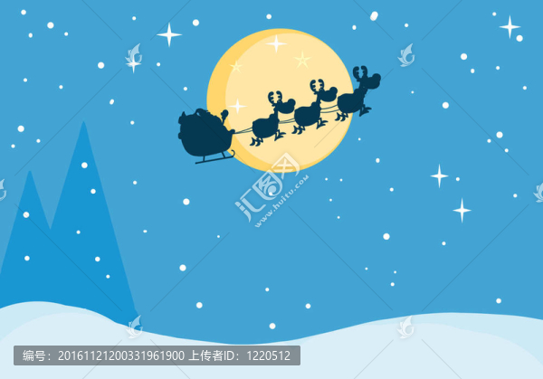 圣誕老人的雪橇在圣誕夜