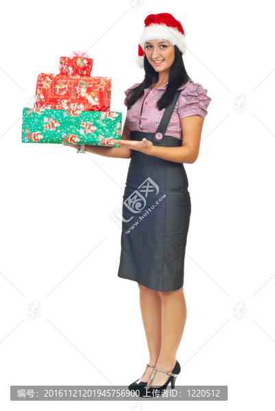 商務(wù)女人拿著禮物