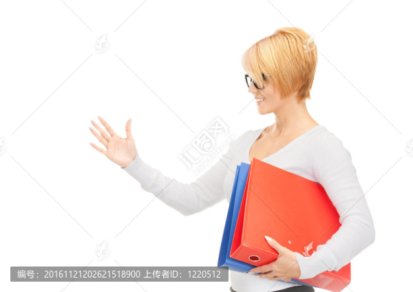 文件夾準(zhǔn)備握手的女商人