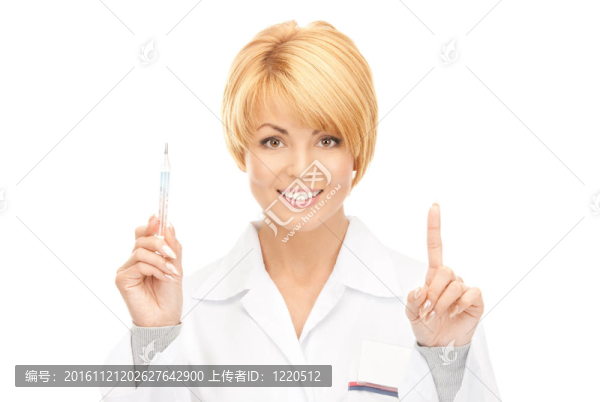 帶溫度計的迷人女醫(yī)生