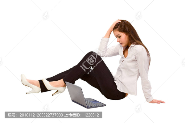 漂亮的女孩與筆記本電腦