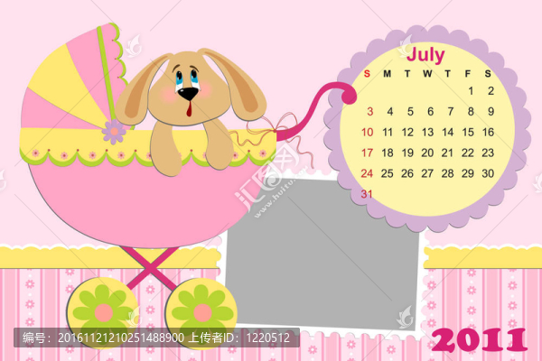 嬰兒的每月日歷為七月2011秒