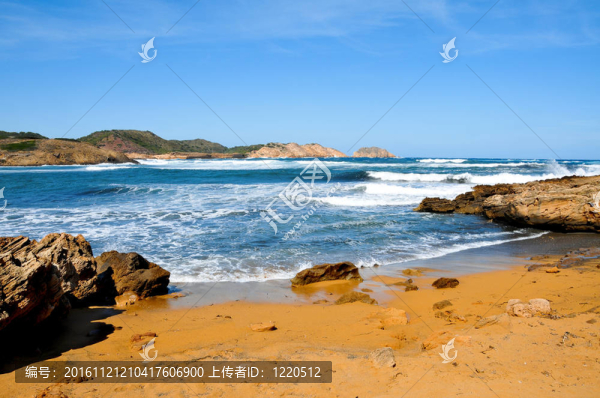 梅諾卡島binimela海灘觀；巴利阿里群島；西班牙