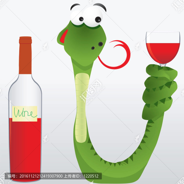 醉蛇保持酒杯尾巴，舔在期待酒精；圖