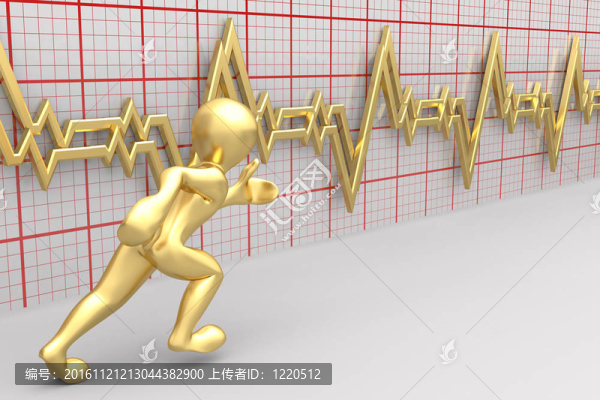 奔跑的男人和圖的心跳。3d