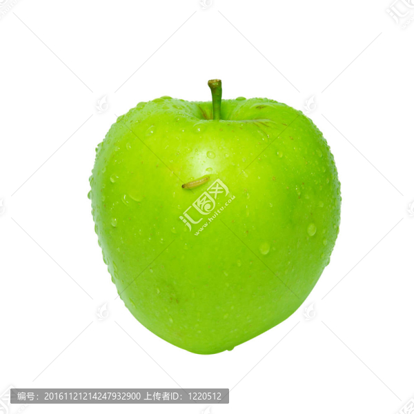綠蘋果與卡特彼勒孤立的白色。