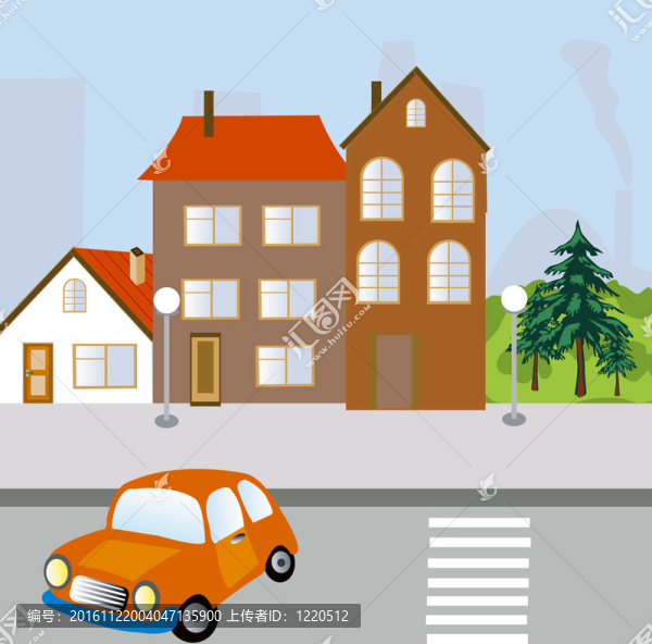 有房子和道路的城市的街道