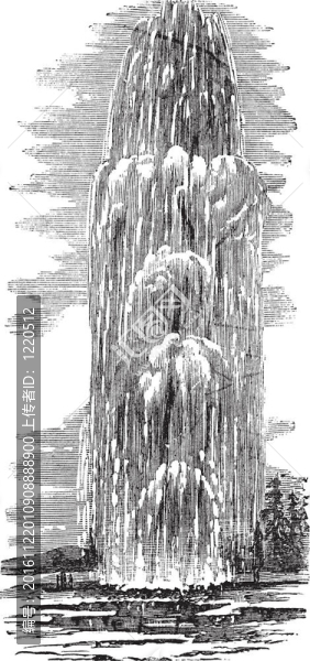 女巨人噴泉在美國(guó)黃石公園復(fù)古雕刻