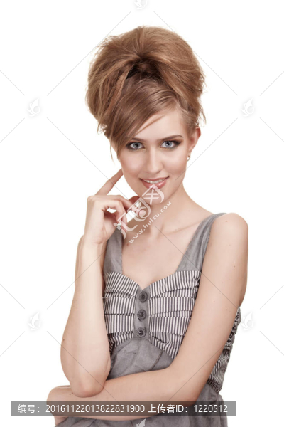 一個美麗的年輕女子畫像明亮的化妝