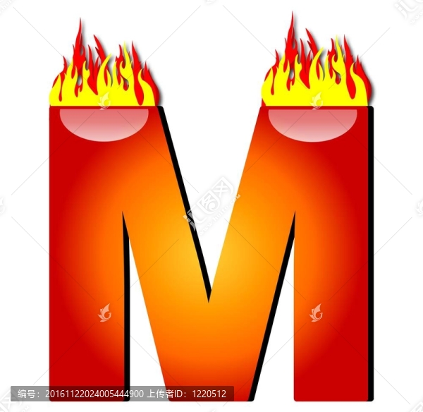 字母M在火上