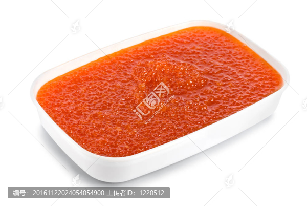 在一個(gè)塑料容器紅魚(yú)子醬