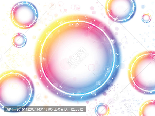 彩虹圈泡泡背景的火花和漩渦。