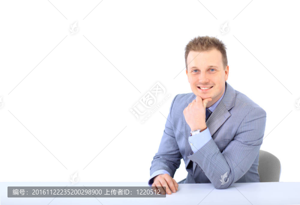 年輕的在辦公桌上的生意人；分離和提純