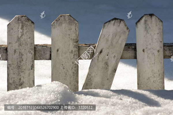 雪中的木柵欄