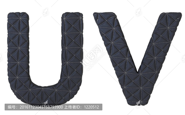 豪華黑色縫合皮革字體v字母