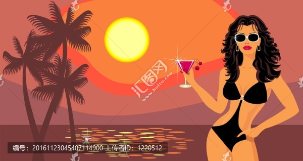一個(gè)有雞尾酒的女士