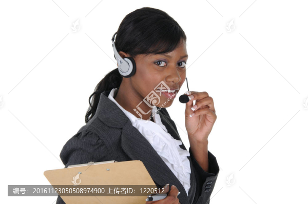 迷人的商業(yè)女性與耳機(jī)01