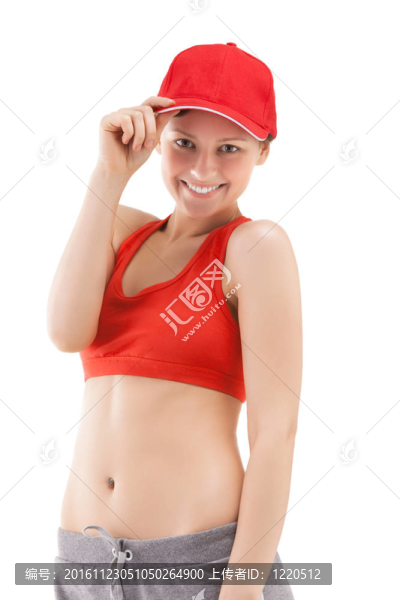 美麗的女孩在棒球帽