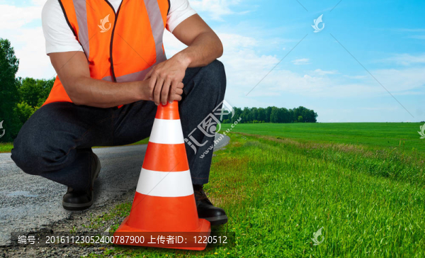 道路工人特寫
