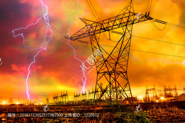 雷擊配電站。
