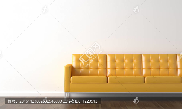 白色墻壁上的黃色沙發(fā)