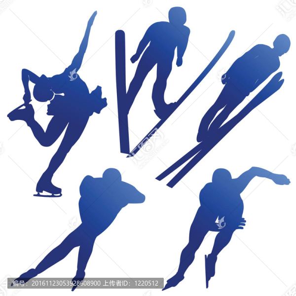 對冬季體育項目的運動員silhuettes