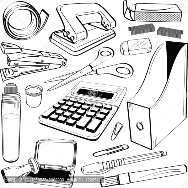 辦公文具工具涂鴉