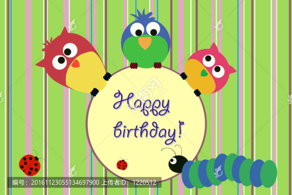 鳥；生日卡