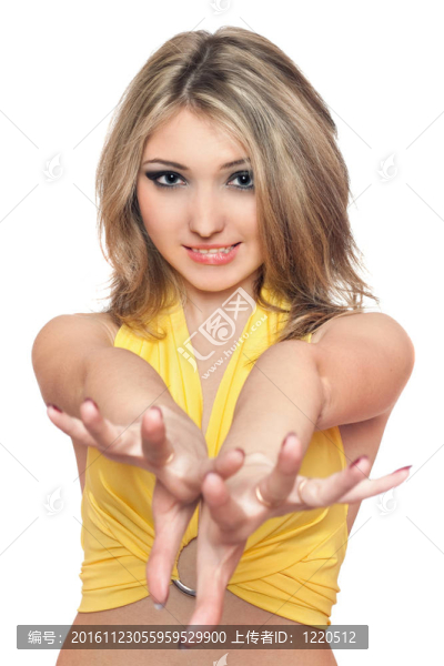 迷人的年輕女人的肖像。分離
