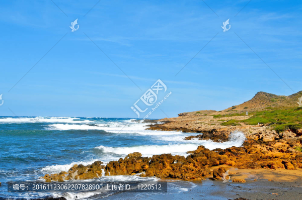 梅諾卡島binimela海灘觀；巴利阿里群島；西班牙