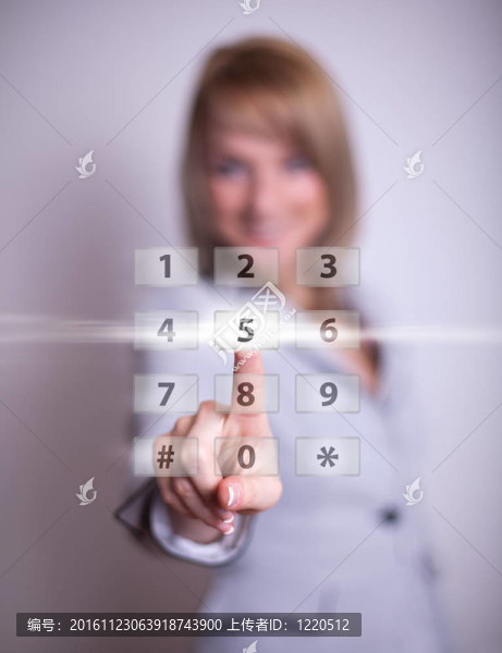 婦女按數(shù)字按鈕